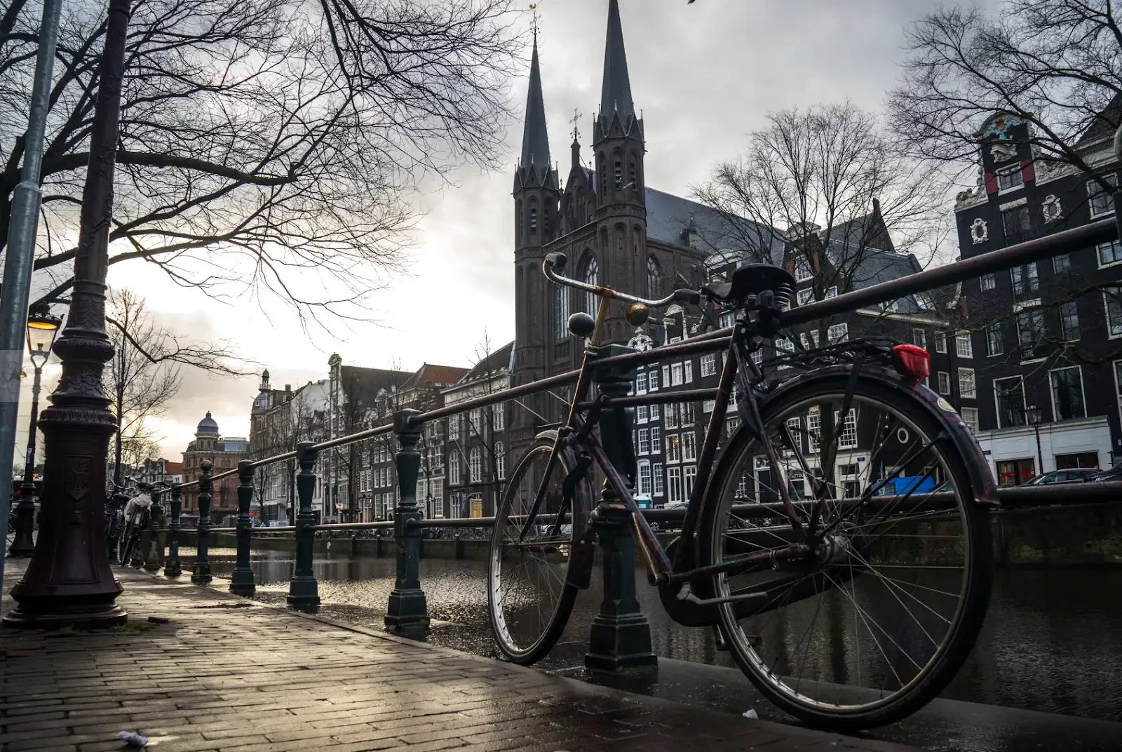 Bicycles beside a canal